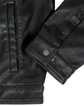 Faux Leather Sherpa Padded Jacket in Black