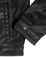 Faux Leather Sherpa Padded Jacket in Black