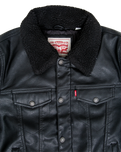 Faux Leather Sherpa Padded Jacket in Black