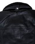 Faux Leather Sherpa Padded Jacket in Black