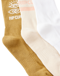 The Rip Curl Womens Icons Of Surf Socks (3 Pack) in Bronze