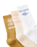 The Rip Curl Womens Icons Of Surf Socks (3 Pack) in Bronze