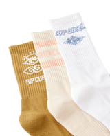 The Rip Curl Womens Icons Of Surf Socks (3 Pack) in Bronze