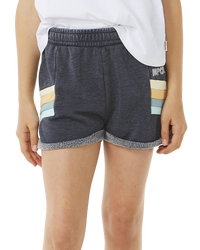 The Rip Curl Girls Girls Block Party Jogger Shorts in Navy