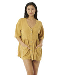 The Rip Curl Womens Premium Linen Dress in Gold