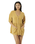 The Rip Curl Womens Premium Linen Dress in Gold