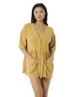 The Rip Curl Womens Premium Linen Dress in Gold