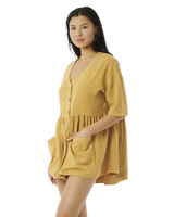 The Rip Curl Womens Premium Linen Dress in Gold