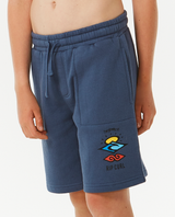 The Rip Curl Boys Boys Search Icon Fleece Shorts in Vintage Navy