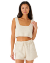 The Rip Curl Womens Oceans Together Crochet Top in Off White