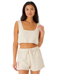 The Rip Curl Womens Oceans Together Crochet Top in Off White