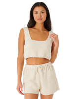 The Rip Curl Womens Oceans Together Crochet Top in Off White