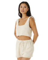 The Rip Curl Womens Oceans Together Crochet Top in Off White