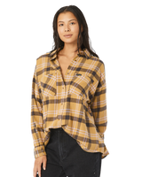 The Rip Curl Womens Sunday Flannel Shirt in Light Olive