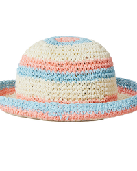 The Rip Curl Girls Girls Sun Stripe Crochet Hat in Pink