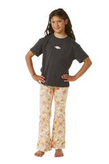 The Rip Curl Girls Girls Tropic Floral Bell Trousers in Lemon Ice