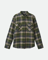 The Brixton Mens Bowery Flannel Shirt in Cypress Green, Washed Navy & Whitecap