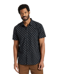 The Brixton Mens Charter Print Shirt in Black & Off White Geo