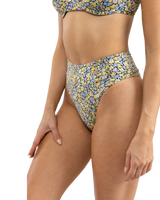 The Rhythm Womens Carrie High Hip Banded Bikini Bottoms in Black