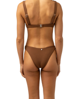 The Rhythm Womens Avoca Ring Hi Cut Bikini Bottoms in Chocolate