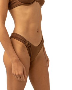 The Rhythm Womens Avoca Ring Hi Cut Bikini Bottoms in Chocolate