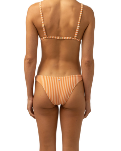 The Rhythm Womens Sunbather Stripe Cheeky Bikini Bottoms in Coral Sands