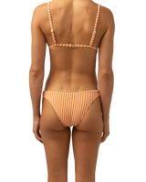 The Rhythm Womens Sunbather Stripe Cheeky Bikini Bottoms in Coral Sands