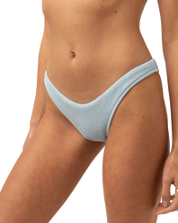 The Rhythm Womens Isla Rib Hi Cut Bikini Bottoms in Cool Blue