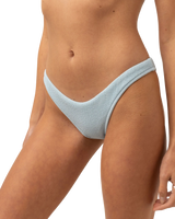 The Rhythm Womens Isla Rib Hi Cut Bikini Bottoms in Cool Blue