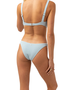 The Rhythm Womens Isla Rib Hi Cut Bikini Bottoms in Cool Blue