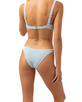 The Rhythm Womens Isla Rib Hi Cut Bikini Bottoms in Cool Blue