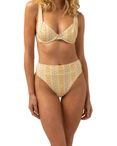 The Rhythm Womens Sunray Hi Hip Banded Bikini Bottoms in Gold