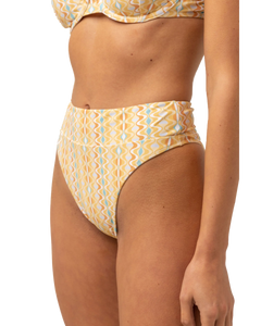 The Rhythm Womens Sunray Hi Hip Banded Bikini Bottoms in Gold