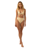 The Rhythm Womens Sunray Hi Hip Banded Bikini Bottoms in Gold