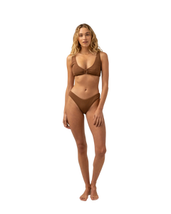 The Rhythm Womens Avoca Support Tall Tri Bikini Top in Chocolate
