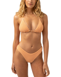 The Rhythm Womens Sunbather Stripe Slide Tri Bikini Top in Coral Sands