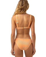 The Rhythm Womens Sunbather Stripe Tall Knot Front Bikini Top in Coral Sands