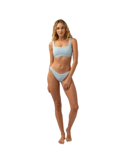 The Rhythm Womens Isla Rib High Support Hidden Underwire Bikini Top in Cool Blue