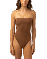 The Rhythm Womens Avoca Strapless One Piece Swimsuit in Chocolate