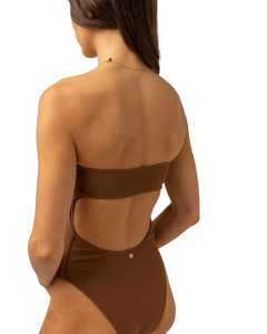 The Rhythm Womens Avoca Strapless One Piece Swimsuit in Chocolate