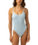 The Rhythm Womens Isla Rib Minimal One Piece Swimsuit in Cool Blue