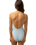 The Rhythm Womens Isla Rib Minimal One Piece Swimsuit in Cool Blue