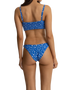 The Rhythm Womens Elodie Floral Smocked Reversible Hi Cut Bikini Bottoms in Blue