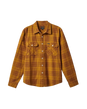 The Brixton Mens Bowery Summer Weight Flannel Shirt in Mustard & Brown & Red Brown