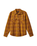 The Brixton Mens Bowery Summer Weight Flannel Shirt in Mustard & Brown & Red Brown