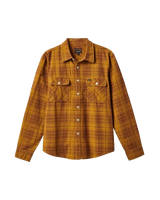 The Brixton Mens Bowery Summer Weight Flannel Shirt in Mustard & Brown & Red Brown