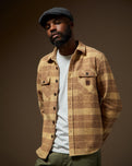 Bowery Heavyweight Flannel Shirt in Curry Yellow & Pinecone Brown