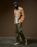 Bowery Heavyweight Flannel Shirt in Curry Yellow & Pinecone Brown