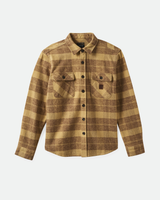 The Brixton Mens Bowery Heavyweight Flannel Shirt in Curry Yellow & Pinecone Brown