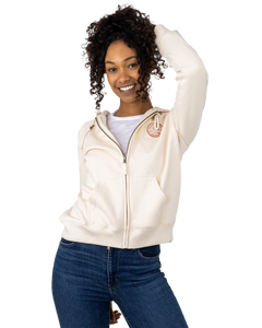 The Rip Curl Womens Striped Rib Zip Hoodie in Off White